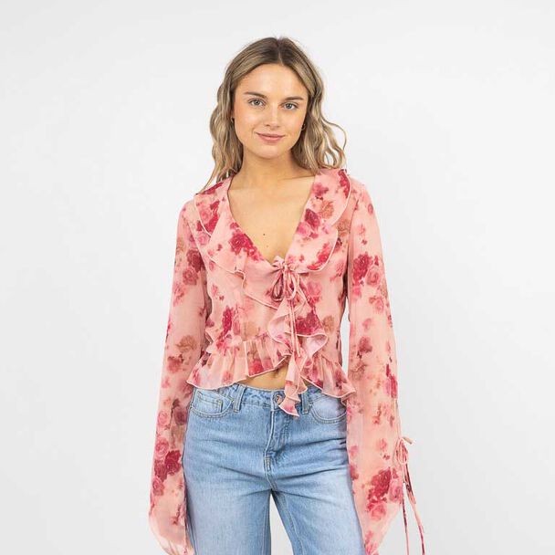 Polera Flores Manga Larga Mujer Icono