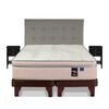 Cama Europea Flex Base Dividida King M&aacute;ximo Cobre + Respaldo Design Gris + 2 Veladores Rover