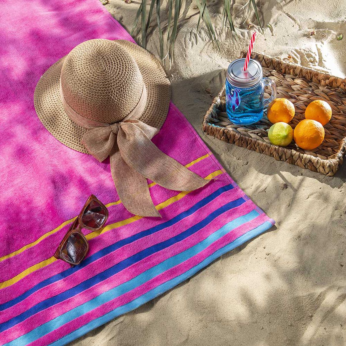 Toalla de Playa Jacquard Casanova Fucsia 86 x 160 cm
