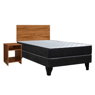 Imagen 1 del producto Combo Cama Europea Celta 1,5 Plaza Cádiz + Respaldo + Velador Casanova Nogal
