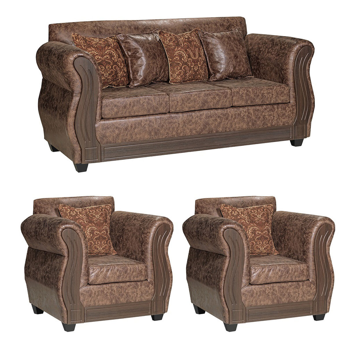 Juego de Living Essenza David 3-1-1 Caf&eacute;