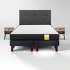 Cama Europea Drimkip 2 Plazas Funcional Base Dividida + Respaldo Royal + Velador Rock