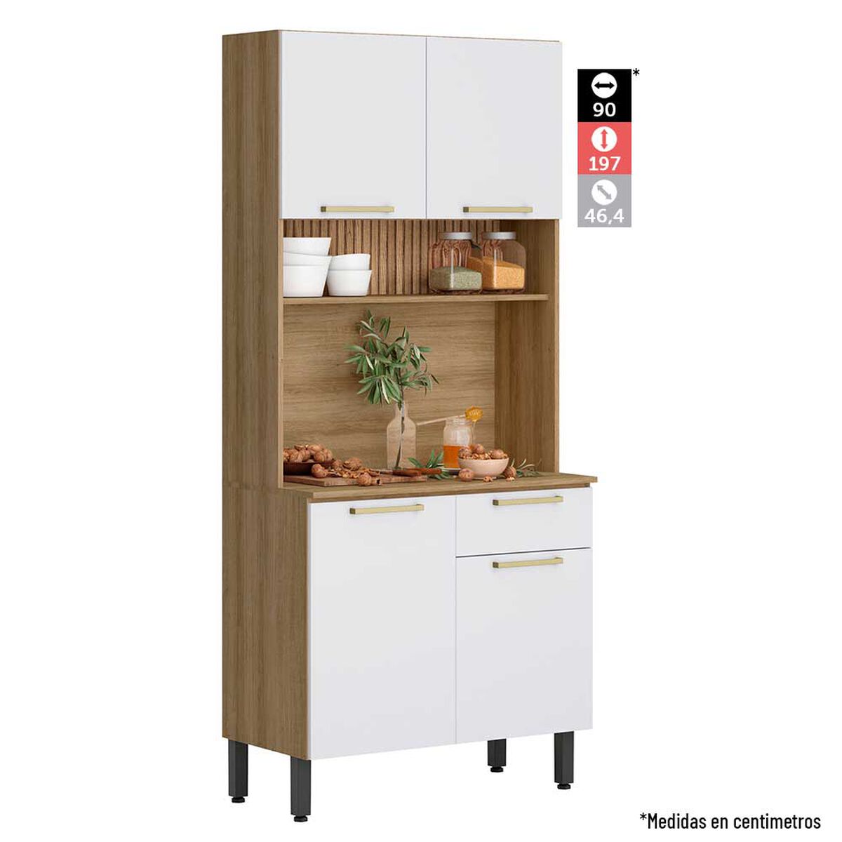 Mueble de Cocina Roca Avela Miel Blanco 1 Cajón 4 Puertas