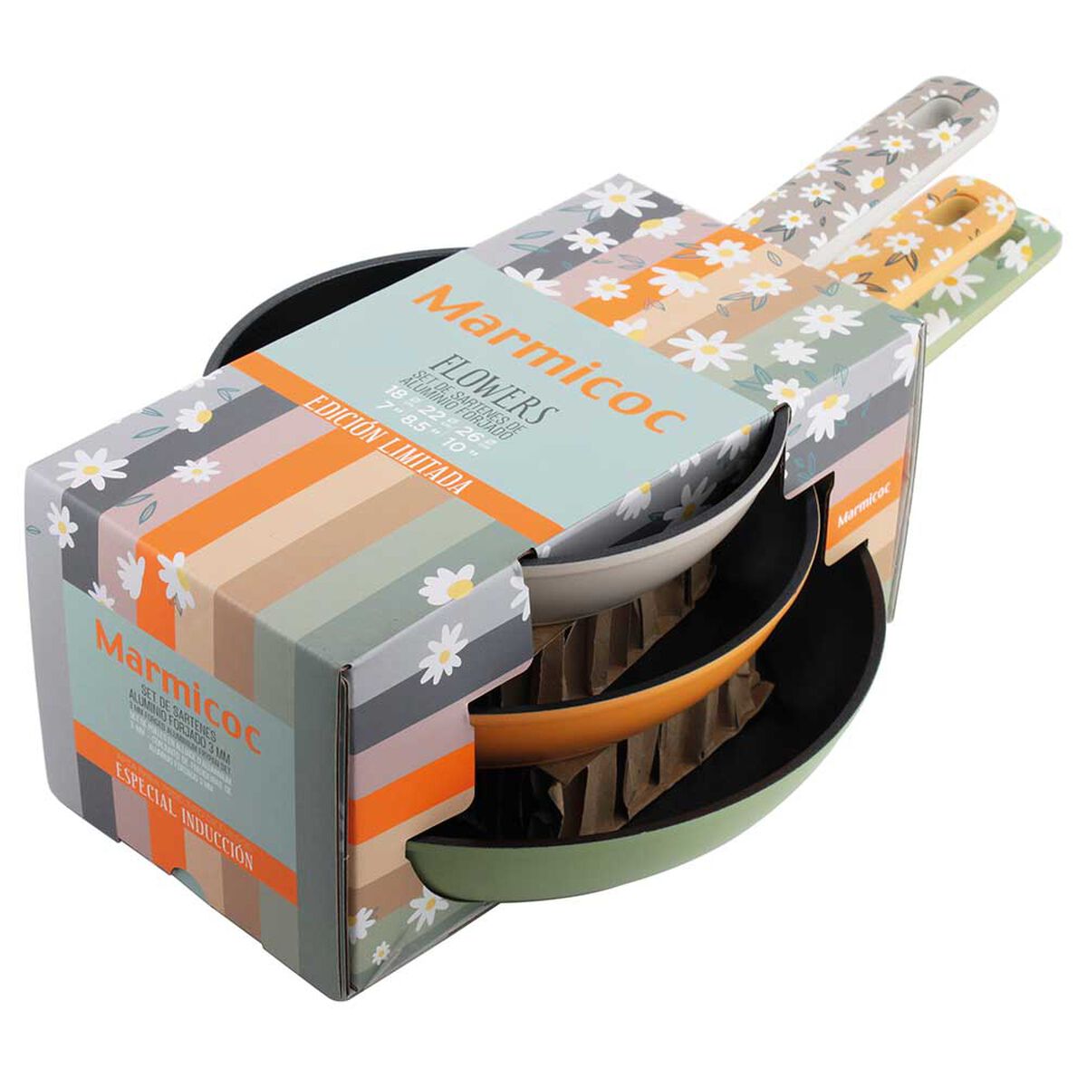 Set 3 Sartenes Marmicoc Flowers 18-22-26 cm