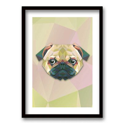Cuadro Decorativo Retela Pug Geométrico 50 x 35 cm
