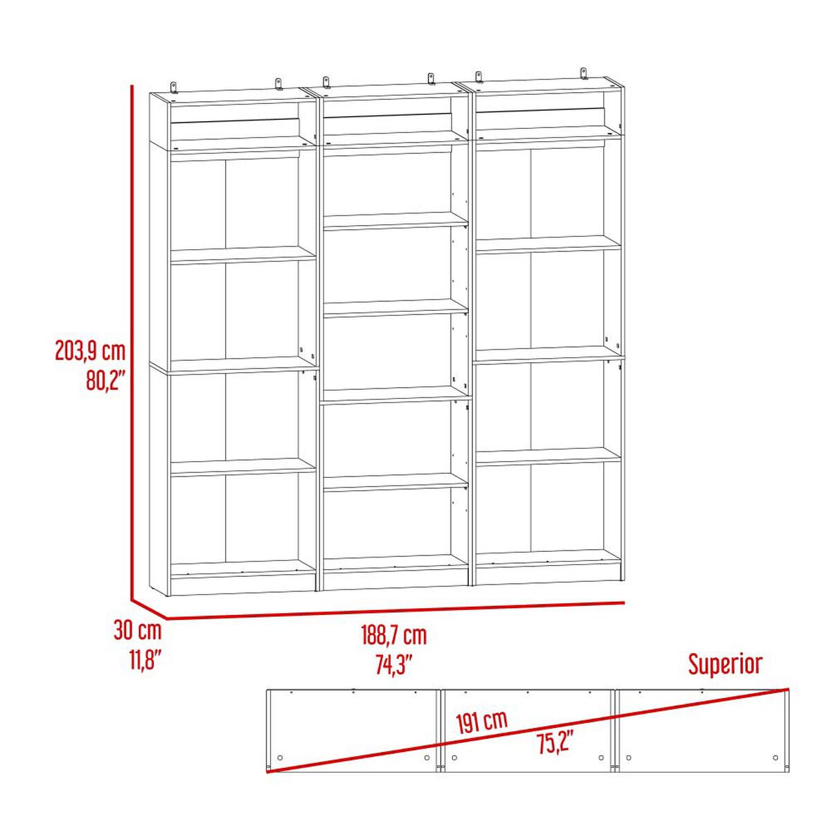 2 Estantes 4 Repisas + Estante 5 Repisas + 3 Complementos TuHome Home Wengue