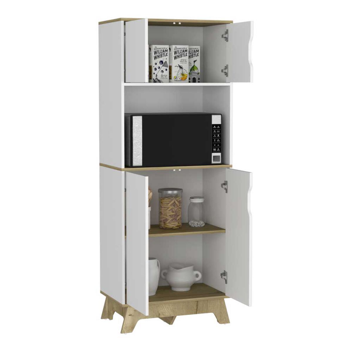 Mueble para Microondas Tuhome Bi-Color 4 Puertas Blanco Duna