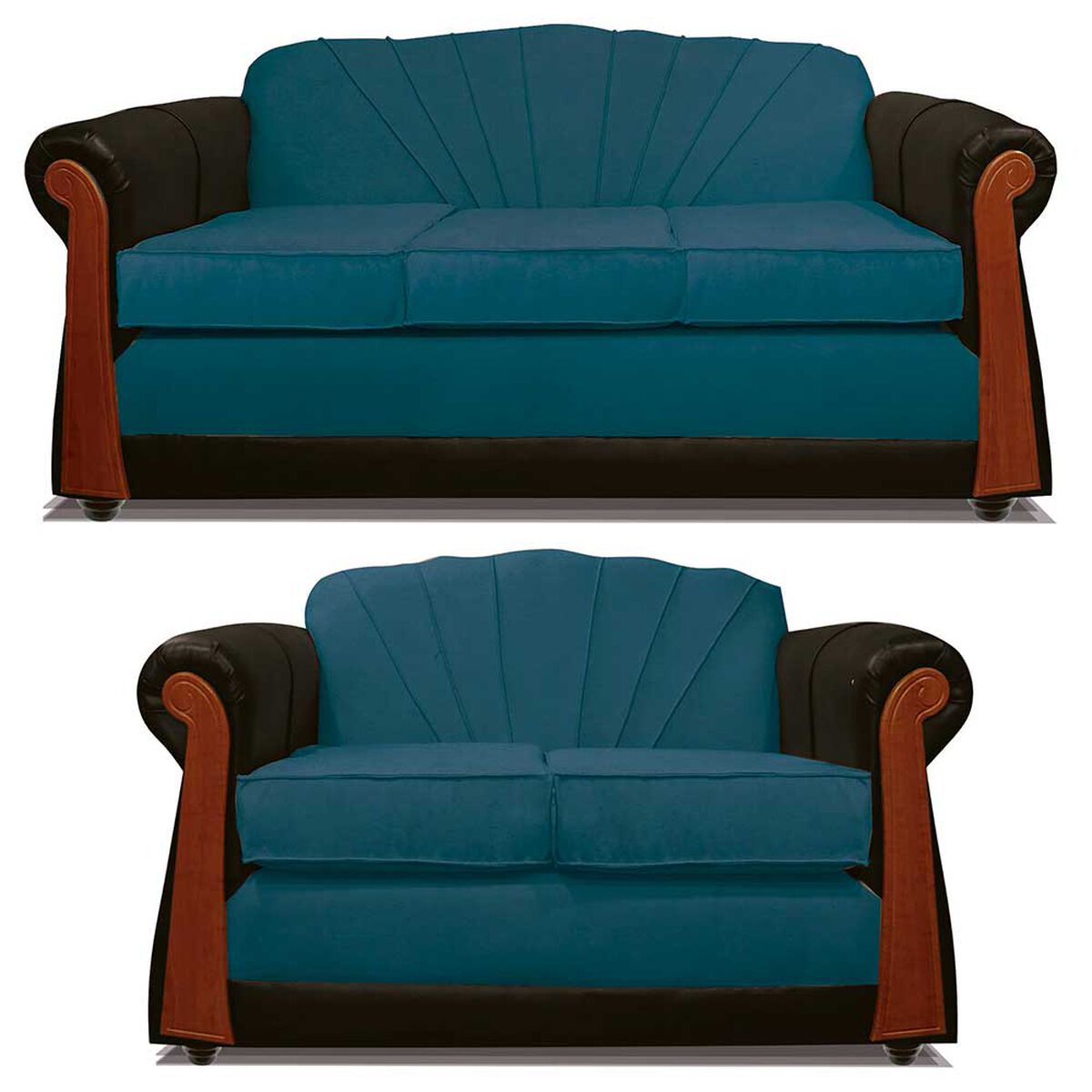 Juego de Living Elegant Detail Marsella Sofá 3 Cuerpos + Sofá 2 cuerpos + Sillón 1 Cuerpo Azul