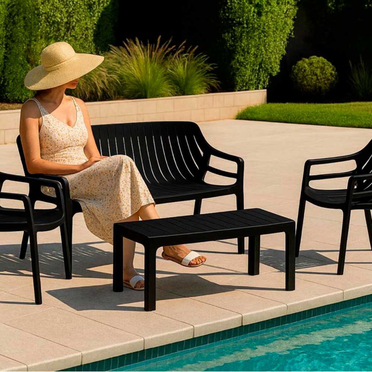 Juego de Terraza Idetex M&aacute;laga 4 Cuerpos Negro