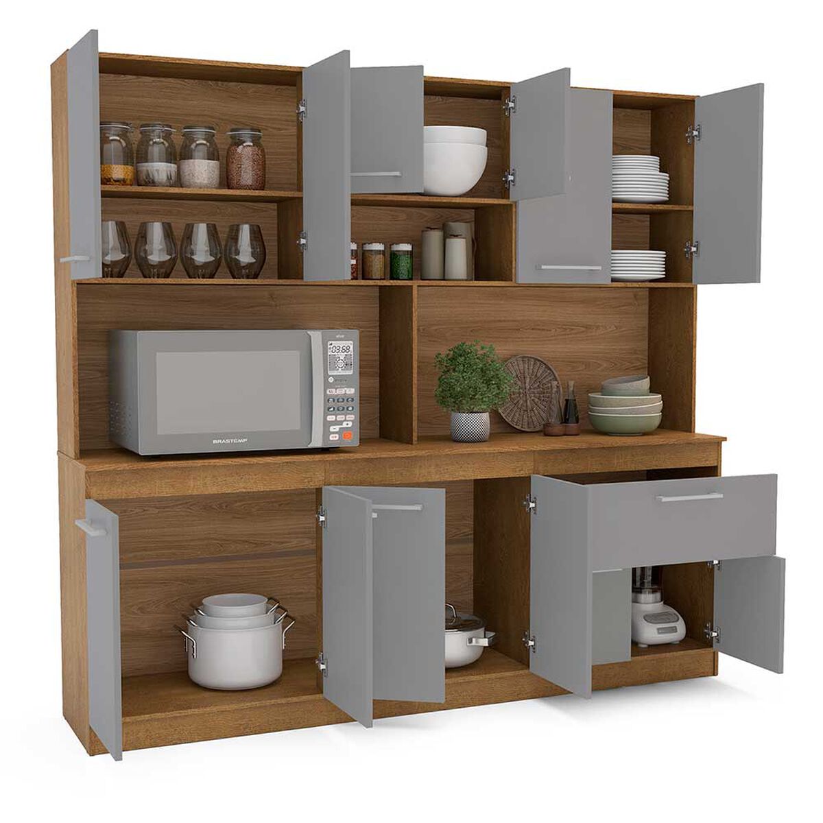 Mueble de Cocina Vekkahome Buck 1 Cajón 12 Puertas Gris