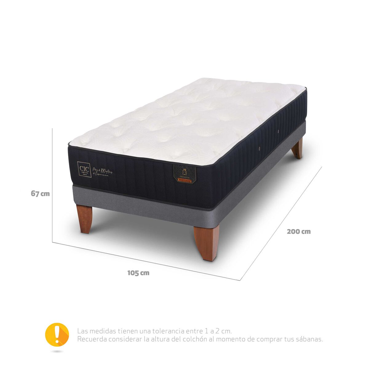 Cama Europea CIC 1,5 Plazas Premium