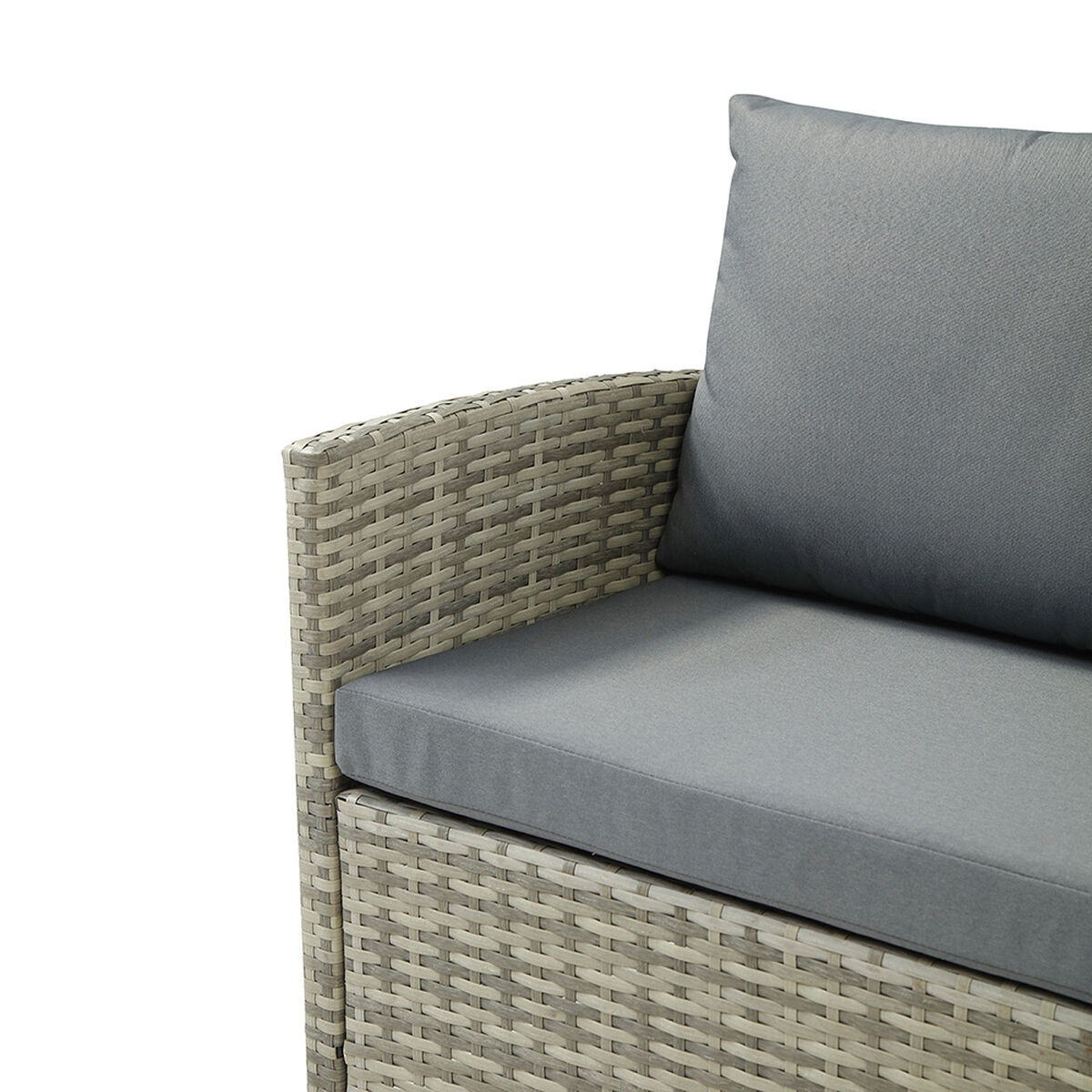 Juego de Terraza Vekkahome Hades Sofá Seccional 6 Cuerpos + Dos Pouf Gris