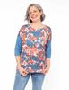 Polera Estampado Frente Lisa Espalda Manga 3/4 Cuello Ovalado Mujer Portman Club