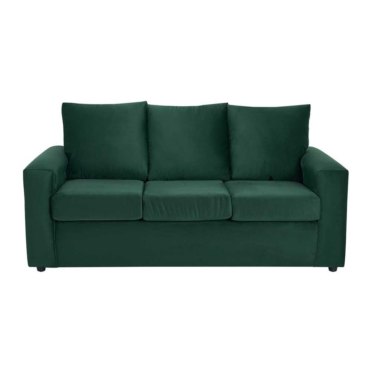 Juego de Living Bodevir Kendy Felpa 3 Cuerpos + Dos Poufs 1 Cuerpo Verde Botella