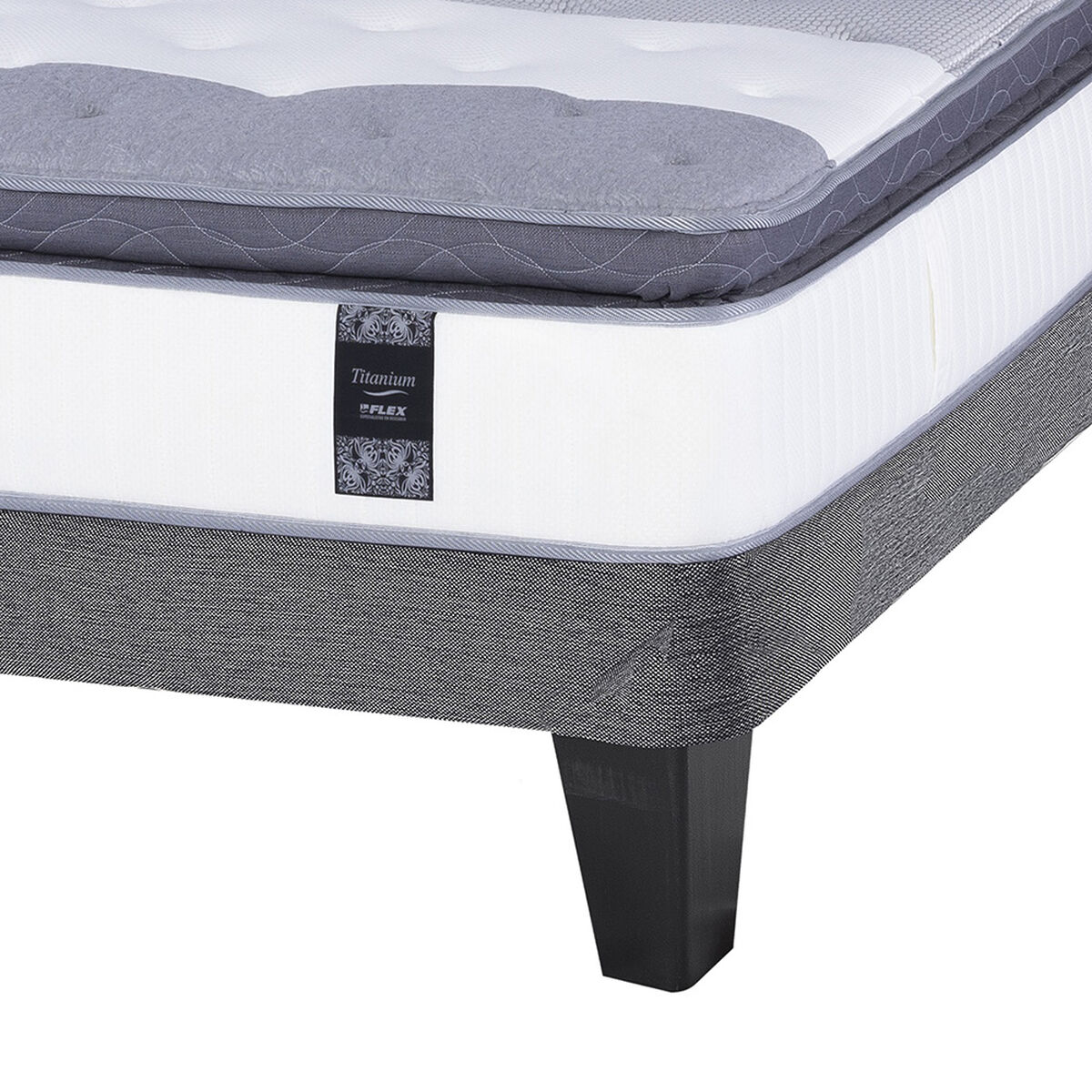 Cama Europea Flex King Titanium New + Set Maderas Capitoné Boston