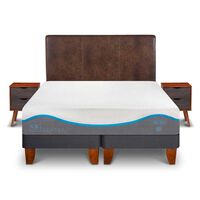Cama Europea CIC Base Dividida King Alaska + Respaldo + 2 Veladores