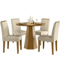 Juego de Comedor VekkaHome Isa 4 Sillas Beige