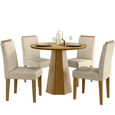 Juego de Comedor VekkaHome Isa 4 Sillas Beige