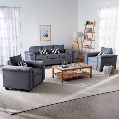 Juegos de Living Mons Sicilia Sofá 3 Cuerpos + Dos Sillones 1 Cuerpo Gris