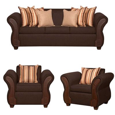 Imagen 1 del producto Juego de Living Ruzam Mobel Marsella Sofá 3 Cuerpos + Dos Sillones 1 Cuerpo Lino Café