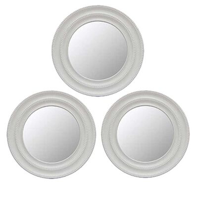 Set 3 Espejos Plástico Vgo para Colgar Circular 25 cm Blanco
