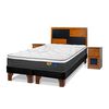 Cama Europea Flex Base Dividida King Mallorca + Respaldo + 2 Veladores Colonia
