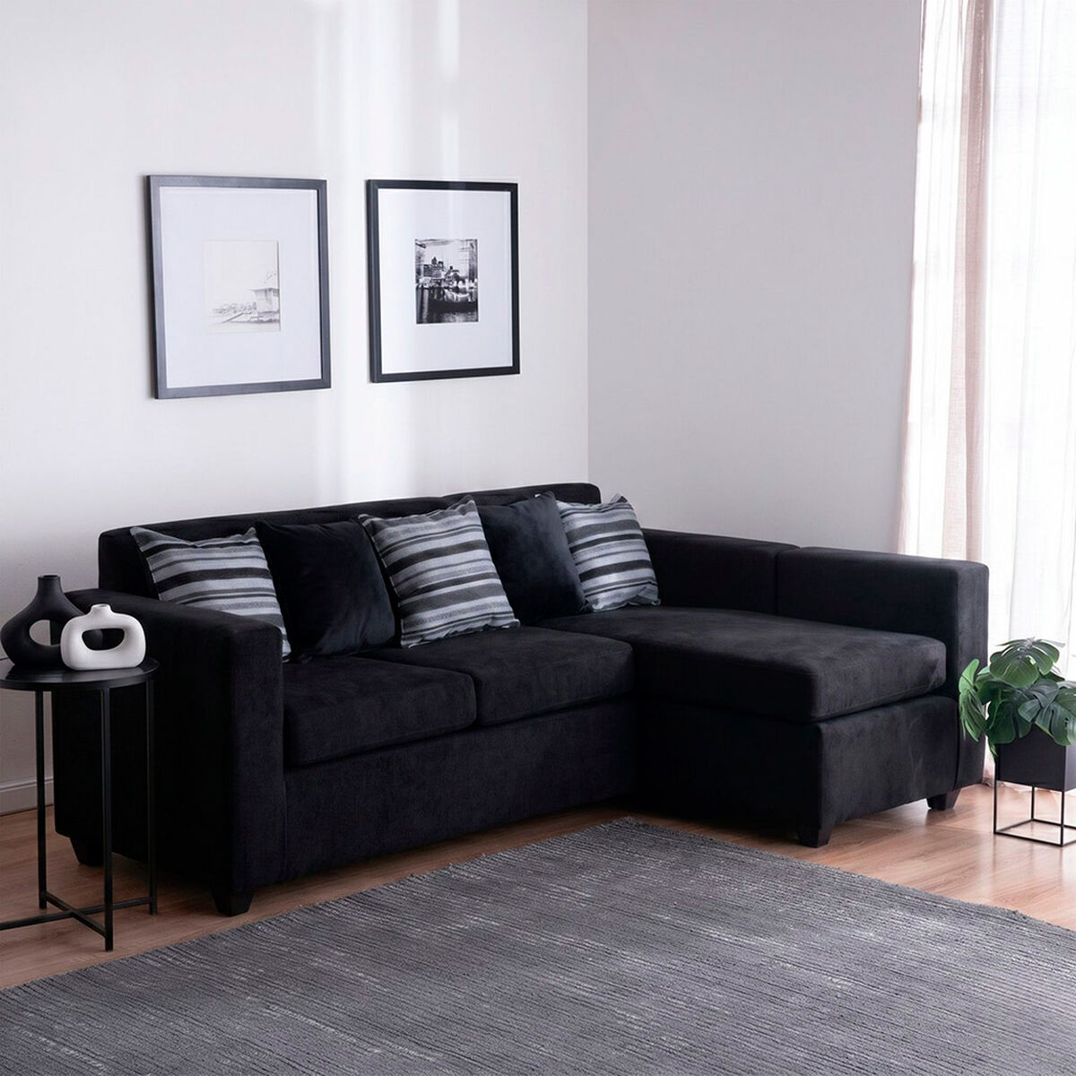 Seccional Muebles MPR Jazm&iacute;n 4 Cuerpos Negro