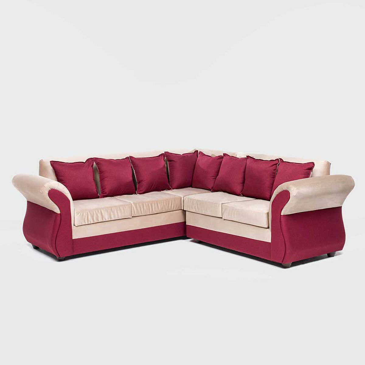 Sofá Seccional Almore New Irlanda 5 Cuerpos Beige Rojo
