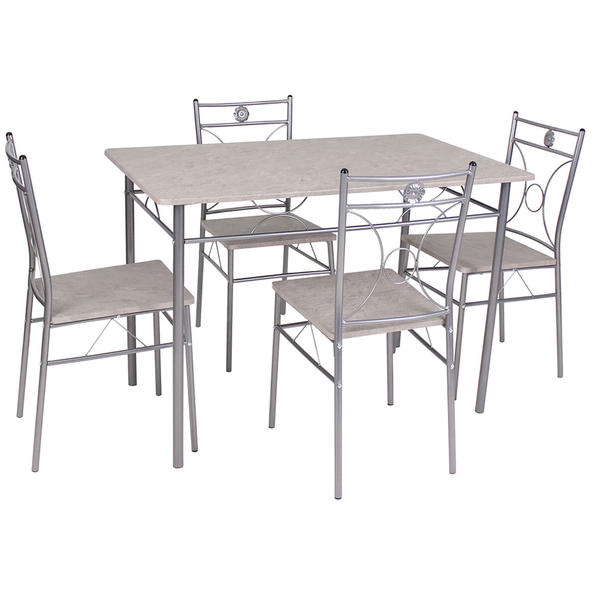 Juego Comedor Angelmó 4 Sillas Gris