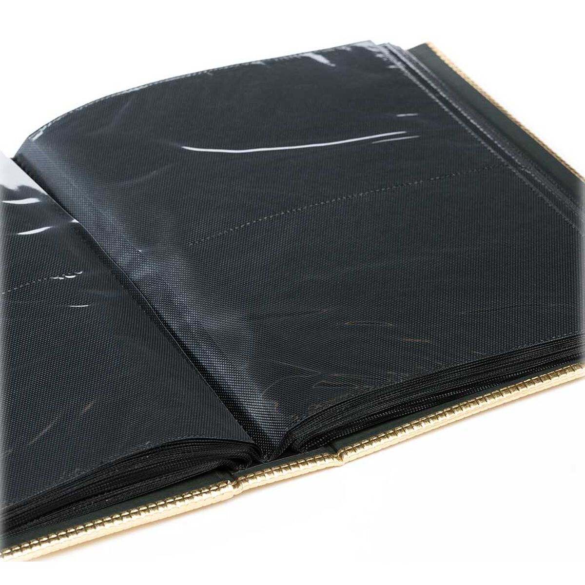 &Aacute;lbum para Fotos Cart&oacute;n Vgo Hojas Negras con Tapas Brillosas 100 Fotos Dorado