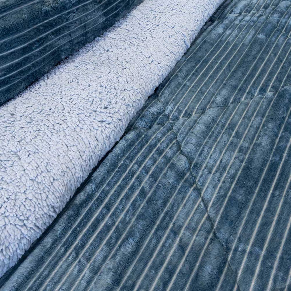 Cubrecama Doral 1.5 Plazas Coteloni Nebula Sherpa Azul