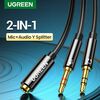 Cable De Audio Splitter H/2M Estereo Jack 3.5Mm/2Plug 3.5Mm 20Cm Negro Trenzado Ugreen Av140