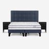 Cama Europea Rosen Base Dividida Súper King Autonomy Sky + Respaldo + 2 Veladores