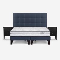Cama Europea Rosen Base Dividida Súper King Autonomy Sky + Respaldo + 2 Veladores