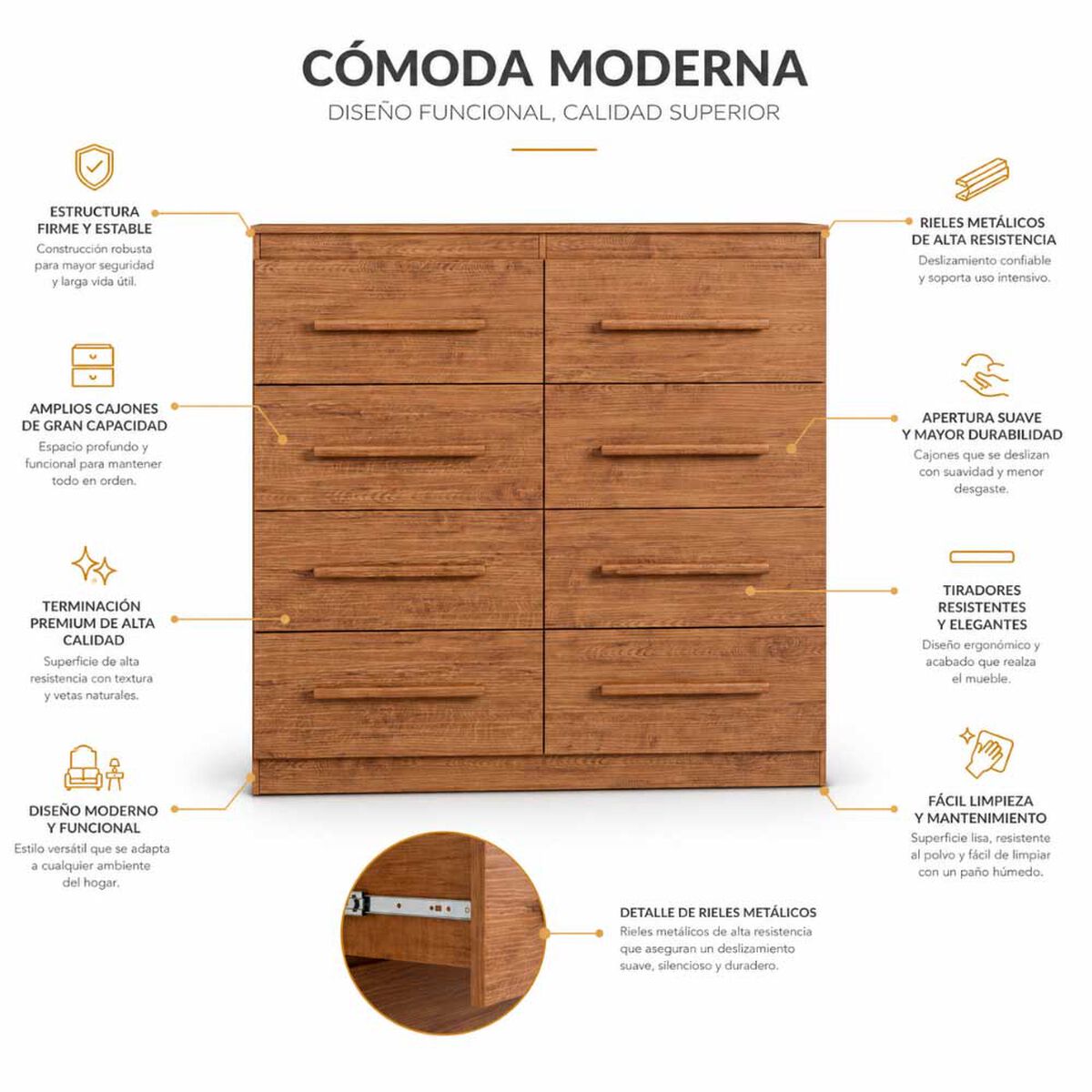 C&oacute;moda Exit Arizona Plus 8 Cajones Nogueira