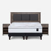 Cama Europea Rosen 2 Plazas Art 4 + Respaldo + Velador Rachel Gris