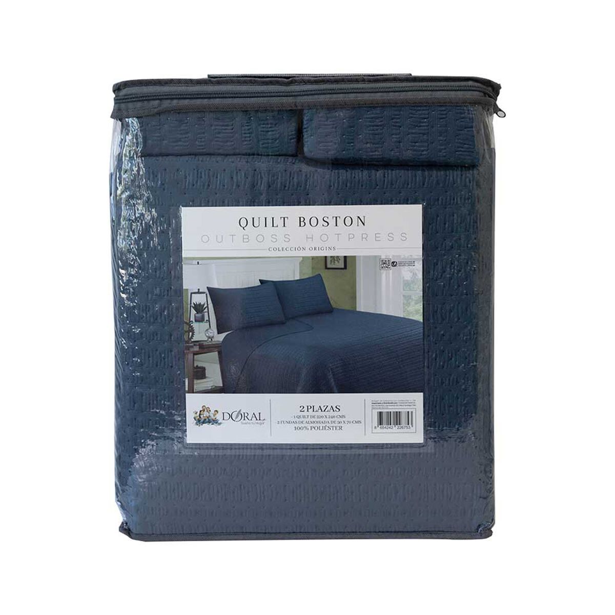 Quilt Doral 2 Plazas Liso Deluxe Azul