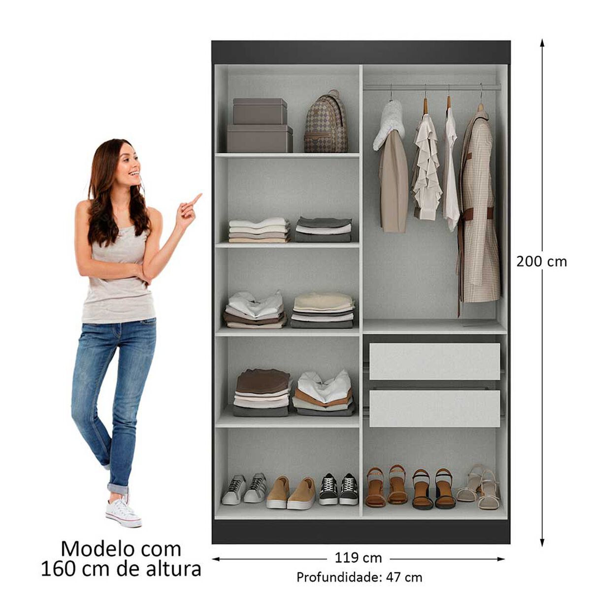 Closet Di Poretti Design Paris 4 Puertas 2 Cajones Negro