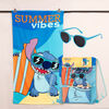 Toalla de Playa Disney-Stitch Verano 70x140 cm + Lentes de Sol y Bolso