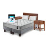 Combo Cama Europea Latam Home 2 Plazas Cannon BD Tela Gris + Textil + Respaldo + 2 Veladores Orion
