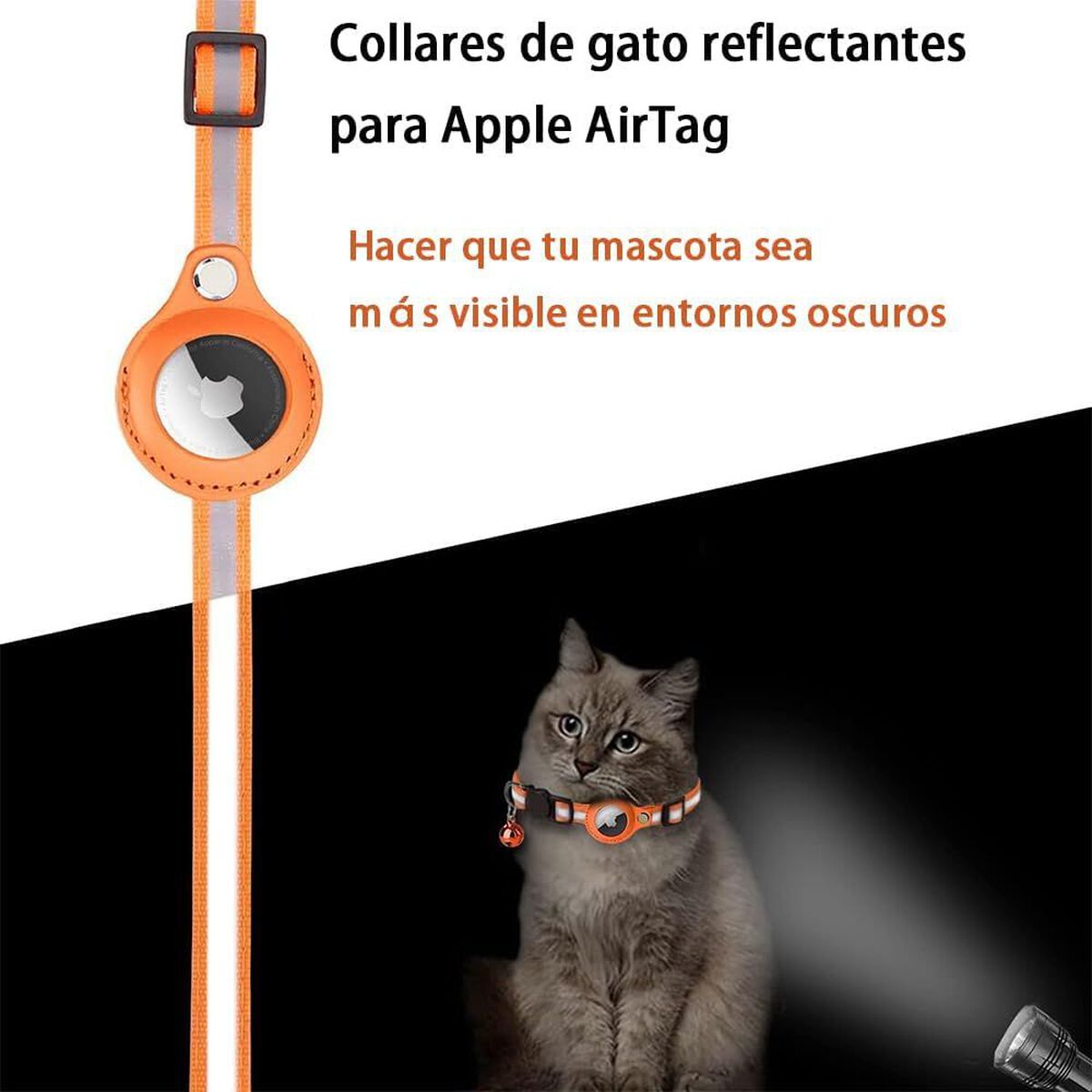 Collar para Gato Laudtec Airtag Naranja