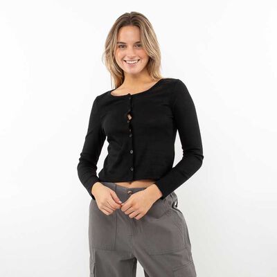 Sweater Crop Botones Mujer Icono