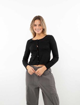 Imagen 1 del producto Sweater Crop Botones Mujer Icono Negro