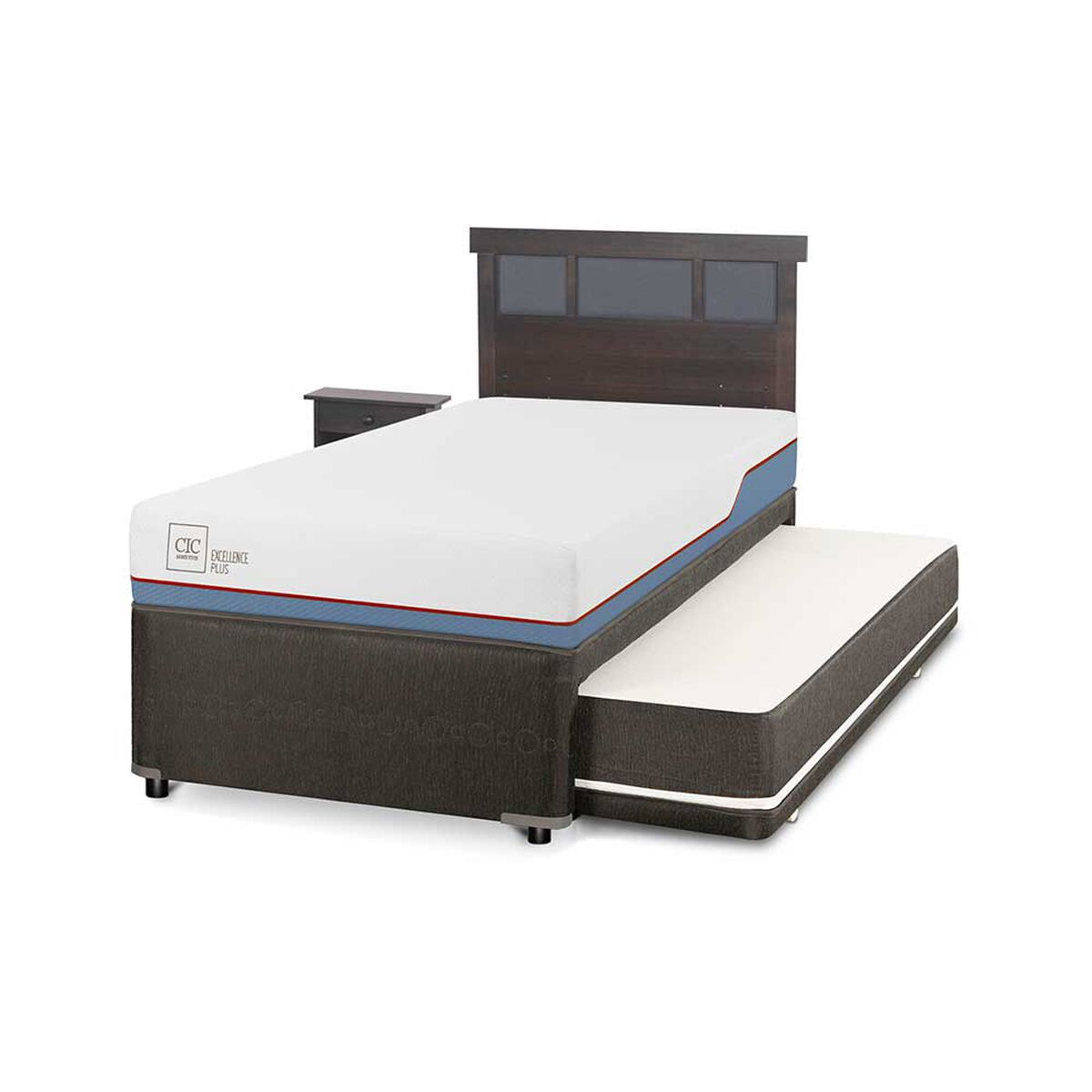 Cama Nido CIC 1,5 Plazas Excellence Plus + Respaldo + Velador Dublin