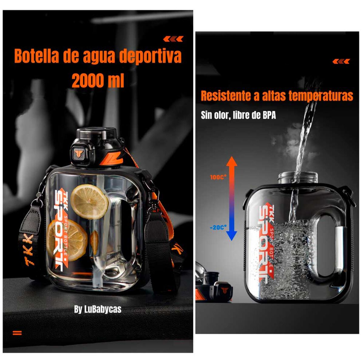 Botella Multifuncional Lubabycas TKK 200 ml Negra