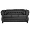 Juego de Living Ruzam Mobel Chesterfield Sofá 3 Cuerpos + Dos Sillones 1 Cuerpo PU Negro