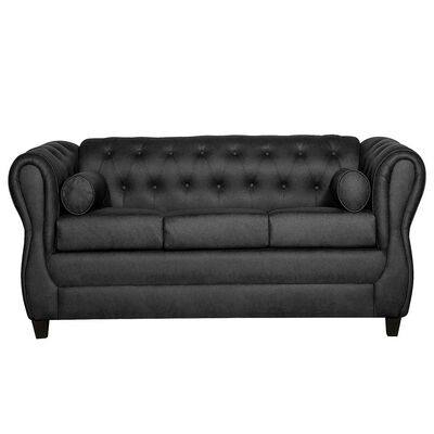 Imagen 2 del producto Juego de Living Ruzam Mobel Chesterfield Sofá 3 Cuerpos + Dos Sillones 1 Cuerpo PU Negro