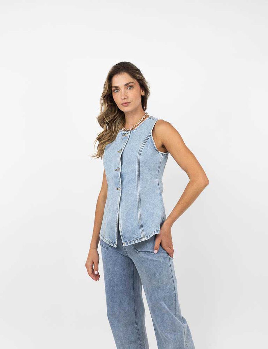 Blusa Denim Sin Mangas Mujer Zibel
