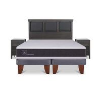 Cama Europea CIC Base Dividida King Ortopedic + Respaldo + 2 Veladores Torino