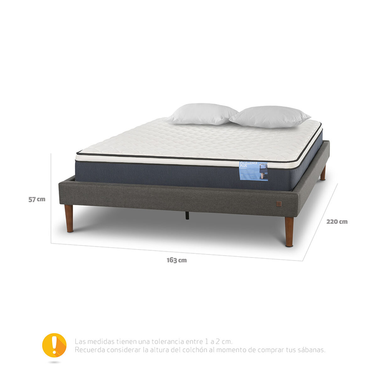 Cama Europea CIC 2 Plazas Excellence Plus + Almohadas Viscoelásticas